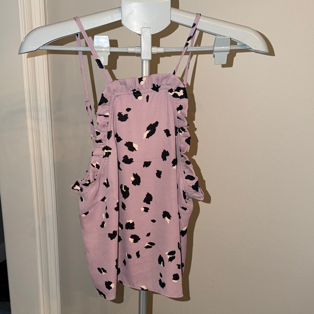 Buddy Love Lilac and Black Patterned Crop Top Tank